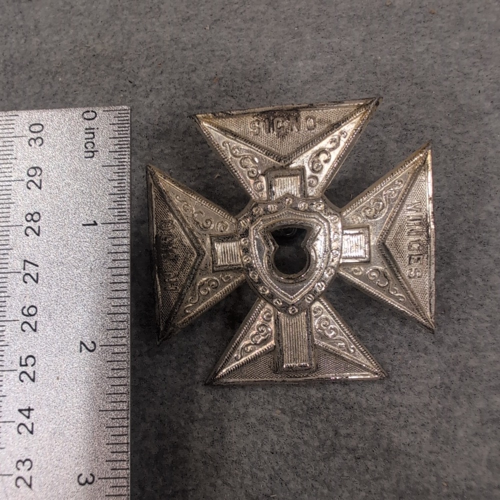 Vintage Knights Templar In Hoc Signo Vinces Cross Sword Scabbard Emblem Silver - Picture 2 of 3